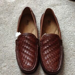 Bass Woven Leather Loafers in Rich Brown